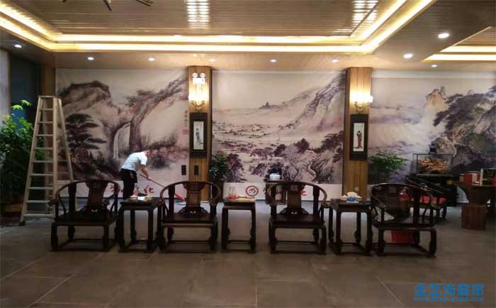 廣州白云永泰學山創意園辦公室噴畫卷簾-電動窗簾實拍 辦公室噴畫卷簾